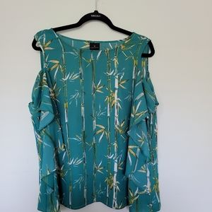 Worthington Aqua Cold Shoulder Blouse
